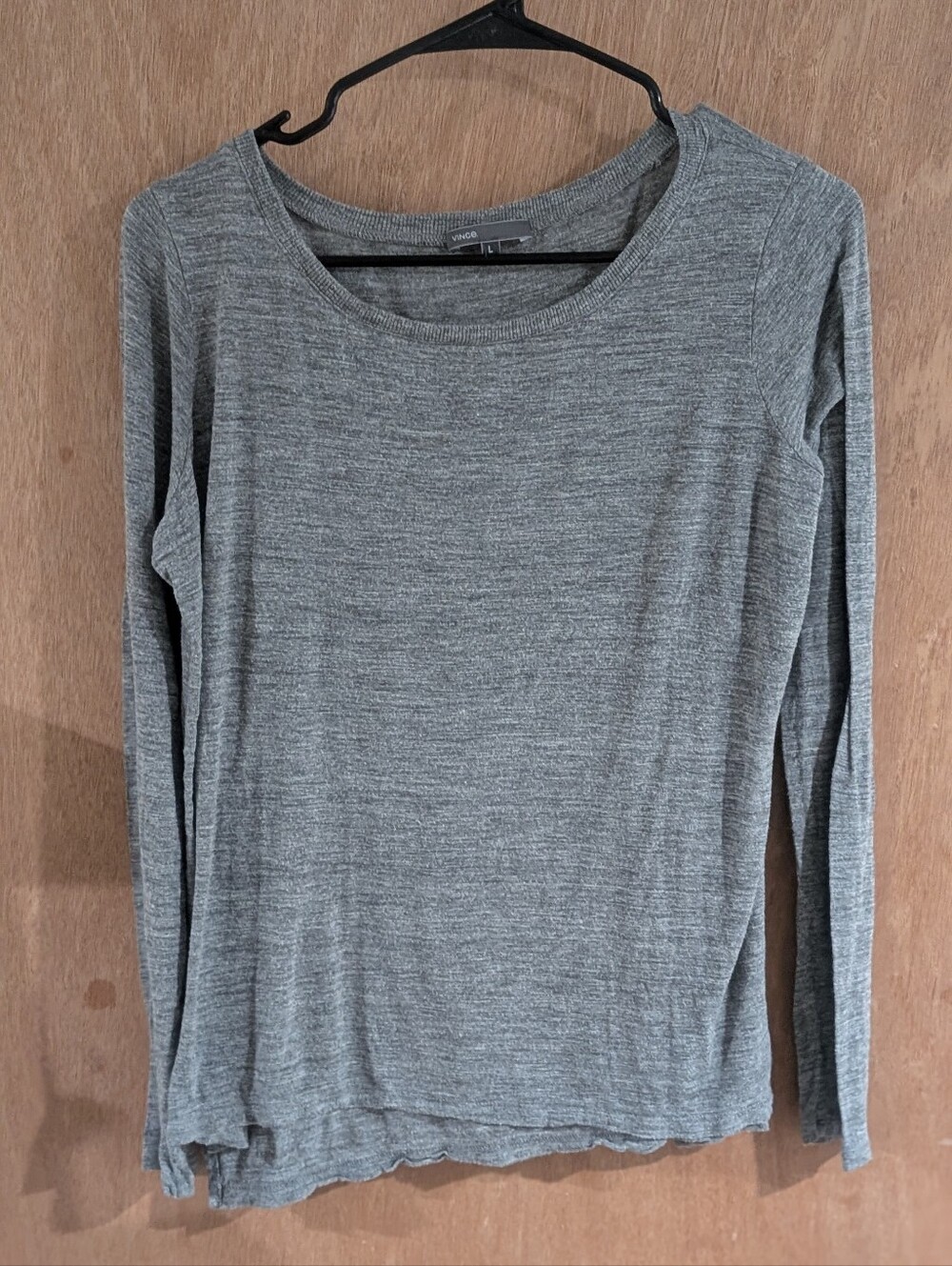 Vince Heather Gray Long Sleeve Scoop Neck Top